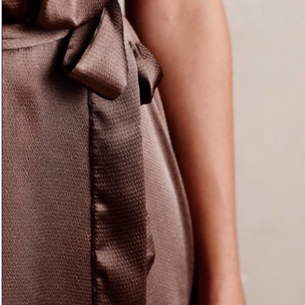 HD Paris Brown Bronze Ravie Satin Dress 6P Party - Picture 3 of 5